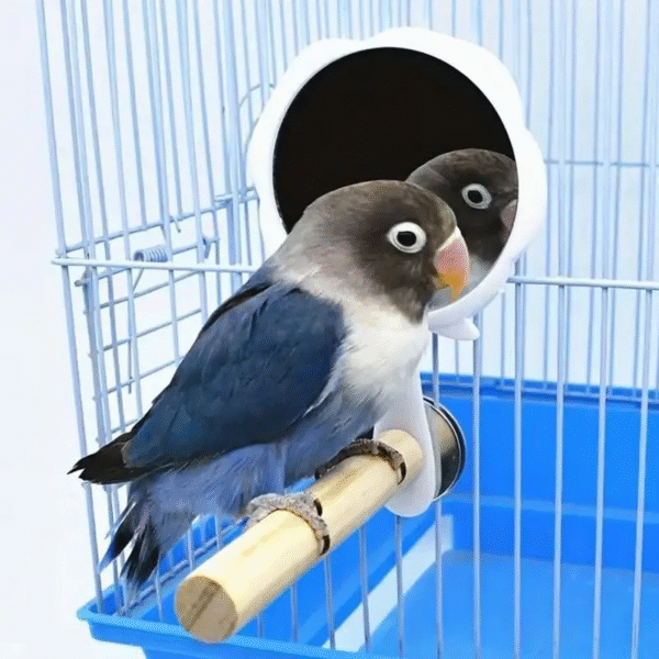 Bird Cage Mirror with Perch for Parakeets - Interactive Standing Mirror Toy for Pet Birds