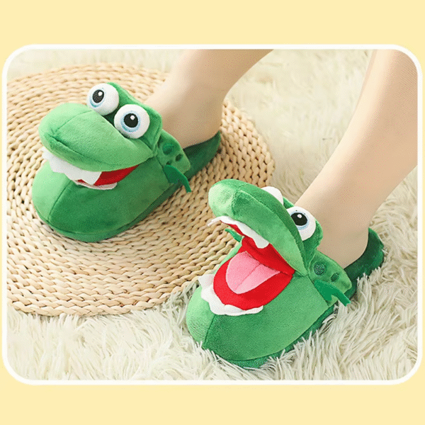 Cartoon Crocodile Cotton Slippers with Moving Mouth Funny Home Cotton Shoes Winter Walking Warm Christmas Gift for Men Women - Image 5
