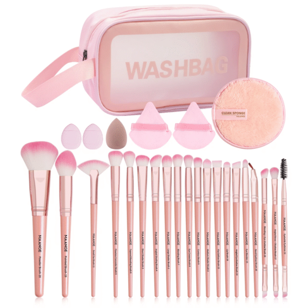 27Pcs Makeup Tools Kit 20Pcs Foundation Contour Blush Brush Set with Triangle Powder Puff Makeup Remover Puff Travel Bag - Image 4