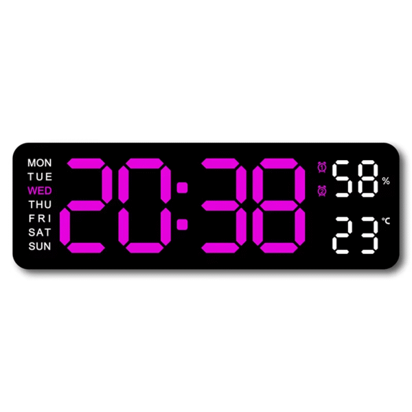 9 Inch Large Digital Wall Clock USB Powered TEMP Humidity Week Auto Dimmer DST Table Clock 12/24H Electronic LED Alarm Clock - Image 15