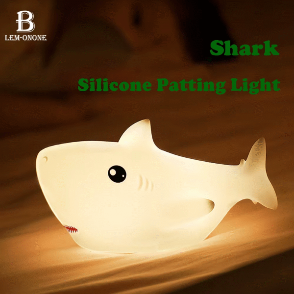 LED Night Lights USB Charging Cute Cartoon Shark Shape Silicone Patting Light Bedside Decor Atmosphere Lamp for Kids Baby Gifts - Image 2