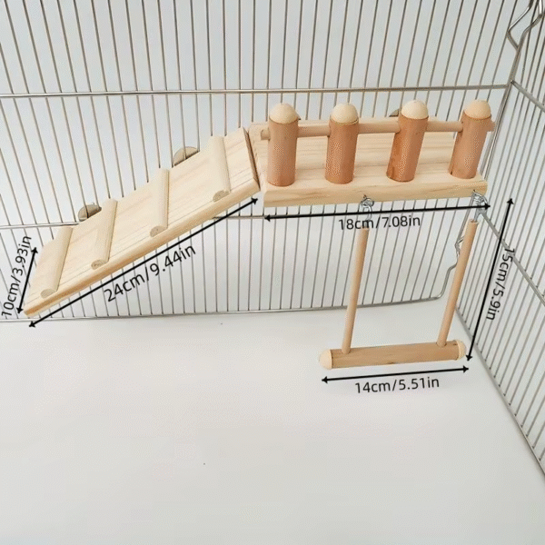 Natural Wood Bird Perch & Play Set - Complete Cage Accessories - Image 6