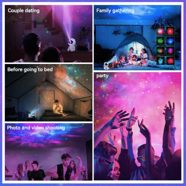 Astronaut Projector Night Light for Summer, Astronaut Ceiling LED Light Mini Projector, Rotation Ambient Lighting with Variable Nebula Effect, Spaceman Projector Ambient Lights for Home Bedroom Decor, Room Accessories, Back to School Gifts - Image 7