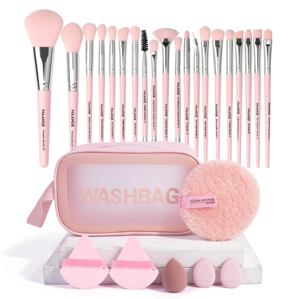 27Pcs Makeup Tools Kit 20Pcs Foundation Contour Blush Brush Set with Triangle Powder Puff Makeup Remover Puff Travel Bag - Image 9