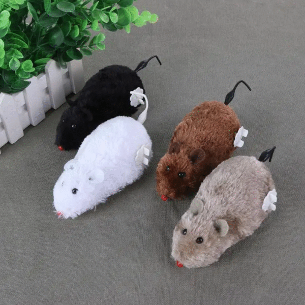 1PC Mouse Toy Clockwork Plush Mouse Toy for Cat Kitten Interactive Playing Toy Mechanical Motion Rat Pet Cat Products - Image 5
