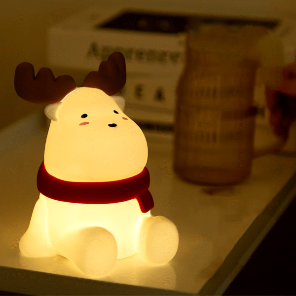 Christmas Reindeer Silicone Night for Kids Cute Gift Warm Yellow Led Light Soft Tou Ch Usb Rechargeable Lamp Fast Shipping - Image 2