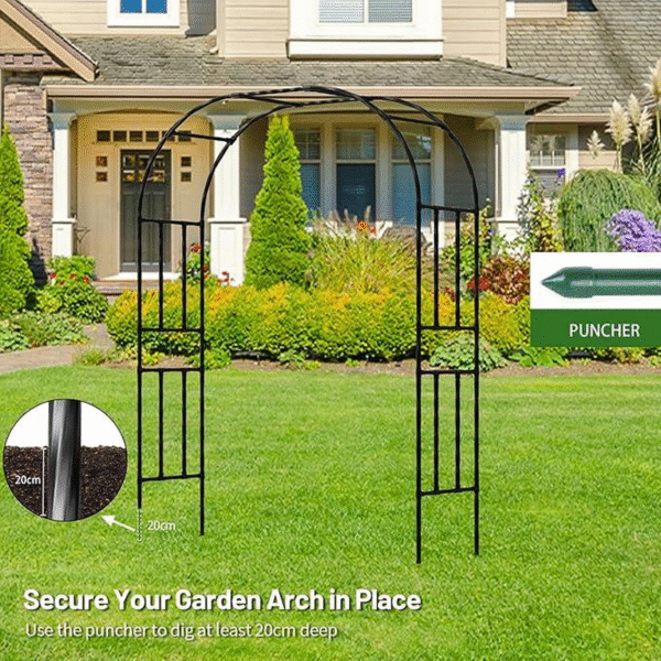 7.9FT Metal Garden Arch Trellis, Black Arbor for Climbing Plants, Wedding Ceremony Archway, Decorative Outdoor Trellis for Lawn, Patio, and Backyard,Tall - Image 6