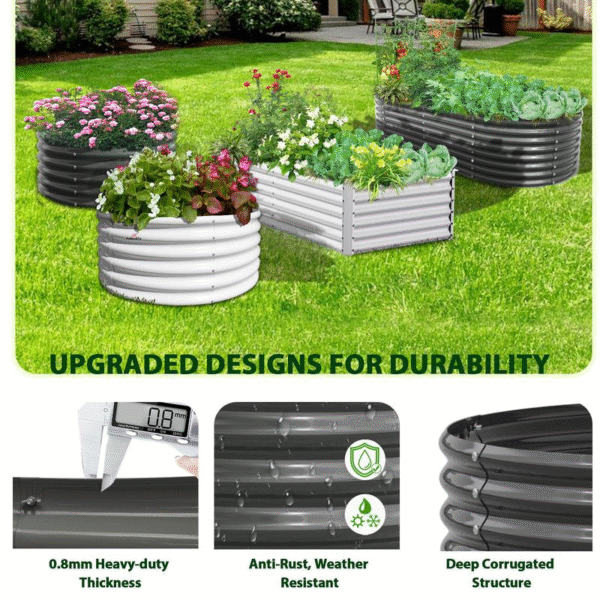 【Mother'S Day Gift】Anleolife 8X4X2Ft Oval Galvanized Raised Garden Bed Kit – Durable, Anti-Rust & Easy Assembly for Vegetables, Flowers & Herbs, Ideal for Home Gardeners & Outdoor Spaces - Image 6