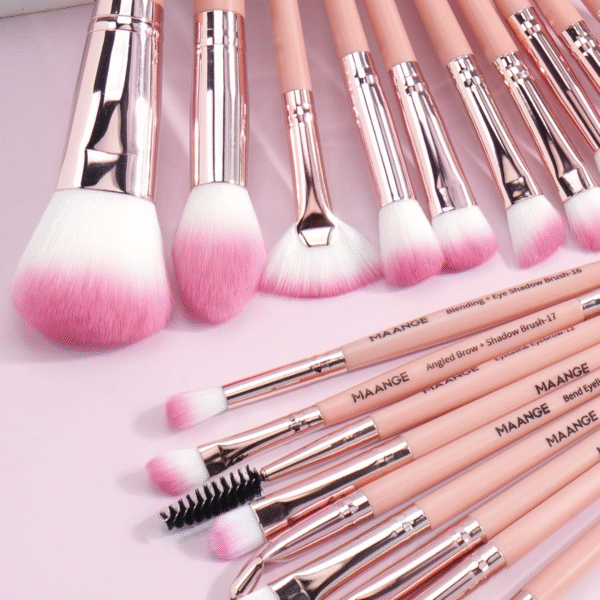 27Pcs Makeup Tools Kit 20Pcs Foundation Contour Blush Brush Set with Triangle Powder Puff Makeup Remover Puff Travel Bag - Image 5