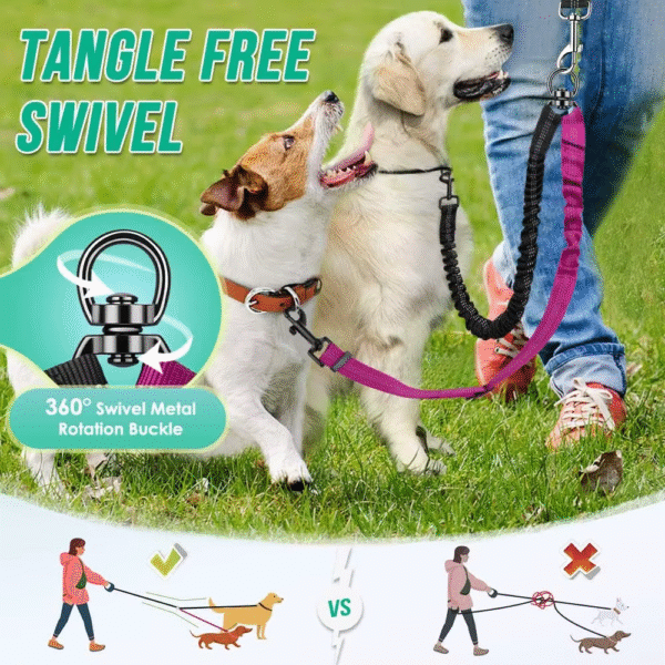 Dual Dog Leash for Large and Small Dogs - Adjustable Double Lead with Shock Absorption - Image 4