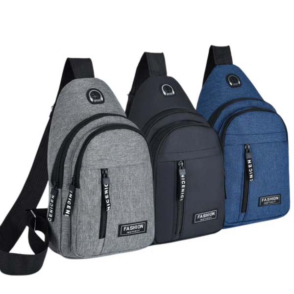 Men'S Bag Solid Color Men'S Chest Bag Outdoor Casual Fashionable Small Satchel Canvas Handbag Zipper Messenger Fashion Bags - Image 4