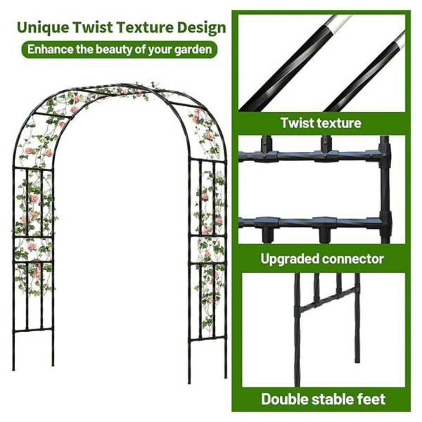 7.9FT Metal Garden Arch Trellis, Black Arbor for Climbing Plants, Wedding Ceremony Archway, Decorative Outdoor Trellis for Lawn, Patio, and Backyard,Tall - Image 3