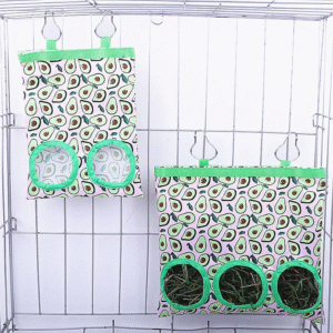 Hanging Hay Feeder Bag for Rabbits and Guinea Pigs - 2/3 Hole Design with Metal Hooks