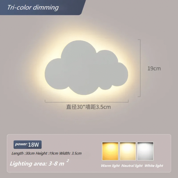 Cloud Wall Lamp Ins Style Minimalist Bedside Lamp Cute Cartoon Boys and Girls Children'S Room Bedroom Wall Lamp Study Lamp - Image 6