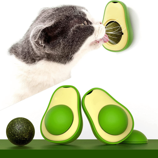 Cute Avocado Catnip Toys Cat Teeth Cleaning Toy Cat Supplies Catnip Mini Cat Treat Toys Interactive Pet Toys Pet Products Pet Avocado Ball Cute Funny Mint Cleaning Teeth Toy for Cat Supplies - Image 2