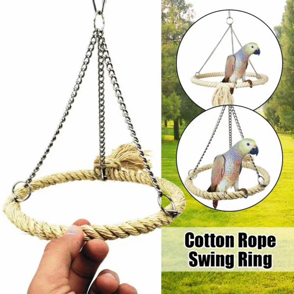 Bird Rope Ring Swing Toys Budgie Cockatiel Hanging Cage Hammock Perch Parrot Toy Bird Toy Bird Accessories Pet Toys - Image 3