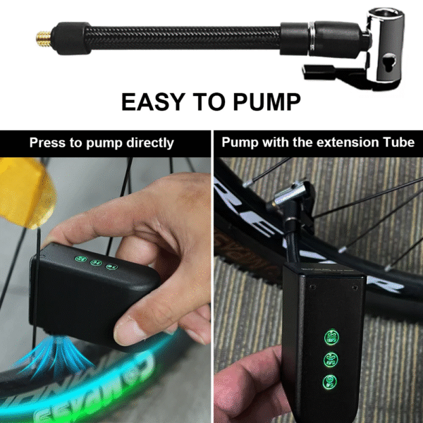 100Psi Mini Electric Air Pump Portable 1260Mah Bicycle Pump Inflator Presta Schrader Valve Road MTB Bike Motorcycle Pump - Image 4