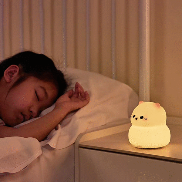 Guardian Kitty Silicone LED Night Lights USB Rechargeable Sleep Night Lamp Timing Bedside Room Decor Kids Baby Nightlight Gift - Image 6