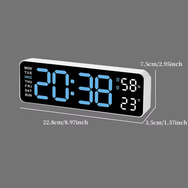 9 Inch Large Digital Wall Clock USB Powered TEMP Humidity Week Auto Dimmer DST Table Clock 12/24H Electronic LED Alarm Clock - Image 7