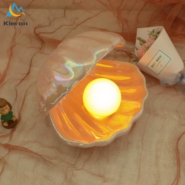 Nordic Modern Shell LED Night Light Bedroom Study Bedside Ceramic Pearl Lamp Living Room Decorative Desktop Ornaments Floor Lamp - Image 4