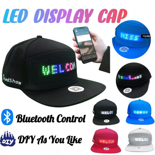 Unisex Baseball Cap USB Rechargeable Bluetooth APP Programmable LED Scrolling Message Display Board Hip Hop Street Snapback Hat - Image 2