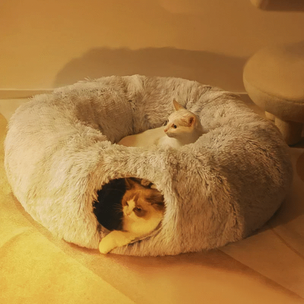 2 in 1 round Cat Beds House Funny Cat Tunnel Toy Soft Long Plush Dog Bed for Small Dogs Basket Kittens Bed Mat Kennel Deep Sleep - Image 7