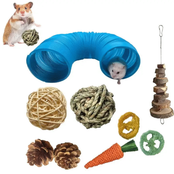 Natural Wood Chew Toys for Rabbits and Small Animals - 9-12 Piece Dental Health Set - Image 2
