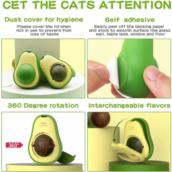 Cute Avocado Catnip Toys Cat Teeth Cleaning Toy Cat Supplies Catnip Mini Cat Treat Toys Interactive Pet Toys Pet Products Pet Avocado Ball Cute Funny Mint Cleaning Teeth Toy for Cat Supplies - Image 6