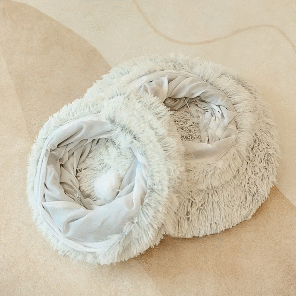 2 in 1 round Cat Beds House Funny Cat Tunnel Toy Soft Long Plush Dog Bed for Small Dogs Basket Kittens Bed Mat Kennel Deep Sleep - Image 4