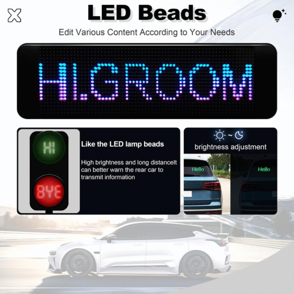 JOYYE LED Sign, LED Car Screen, DIY Text, Patterns & Animations for Car, Store, Flexible Screen Display Animation Message Scrolling Sign APP Control - Image 7