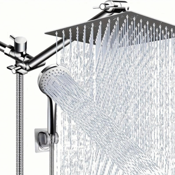 High-Pressure Rain Shower Head Combo - 8-Inch Adjustable Extension Arm & 5 Settings Handheld Showerhead - Powerful Low-Pressure Water Spray Shower Head Filter - Image 9