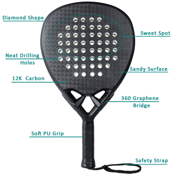 Professional 3/12/18K Carbon Padel Racket Tennis Paddle EVA SOFT 38Mm Tenis Padel Raquete Diamond Shape - Image 5