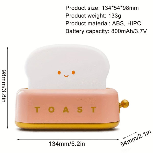 Bread Toast Light Toaster Nightlight Creative Rechargeable Led Lamp Bedroom for Birthday Gift - Image 4