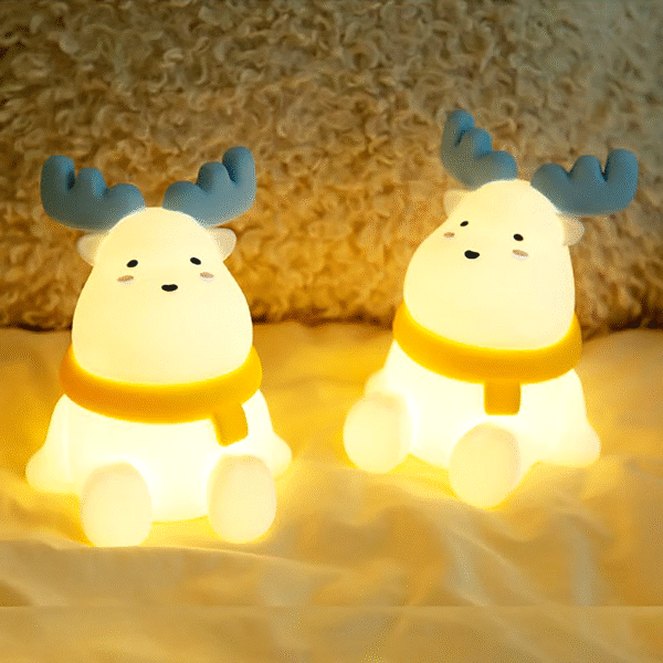 Christmas Reindeer Silicone Night for Kids Cute Gift Warm Yellow Led Light Soft Tou Ch Usb Rechargeable Lamp Fast Shipping - Image 6