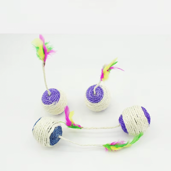 Cat Toy Pet Cat Sisal Scratching Ball Training Interactive Toy for Kitten Pet Cat Supplies Funny Play Feather Toy Cat Accessorie - Image 2
