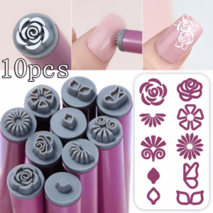 4/6/10/20Pcs Purple Nail Art Stamping Pens DIY Flower Graffiti Drawing Pen Nail Art Printing Templates Precision Nail Stamp Tool