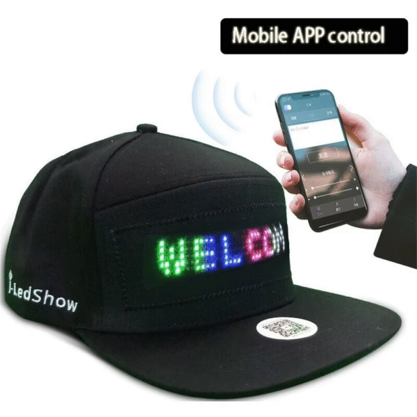 Unisex Baseball Cap USB Rechargeable Bluetooth APP Programmable LED Scrolling Message Display Board Hip Hop Street Snapback Hat - Image 4