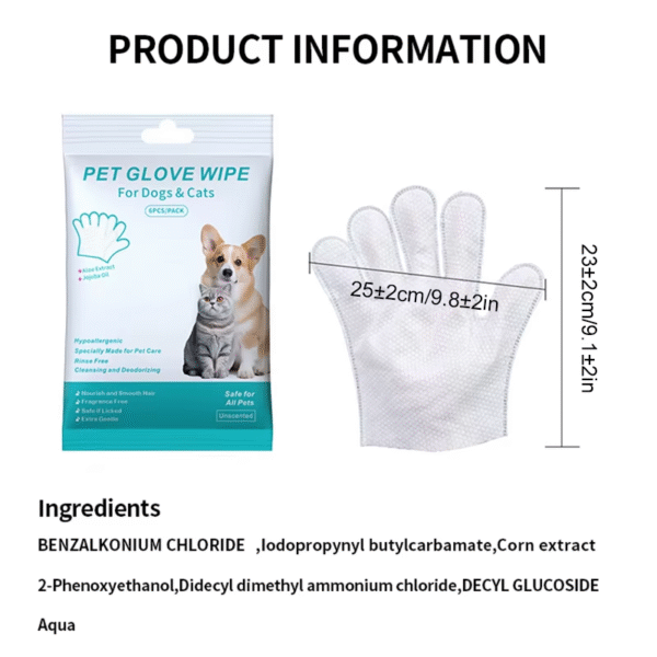 New 6PCS Pet Wash-Free Gloves Cat Bath Deodorant Wipes Disposable Cleaning Dry Cleaning Dog Wipes Gentle and Convenient Gloves - Image 5
