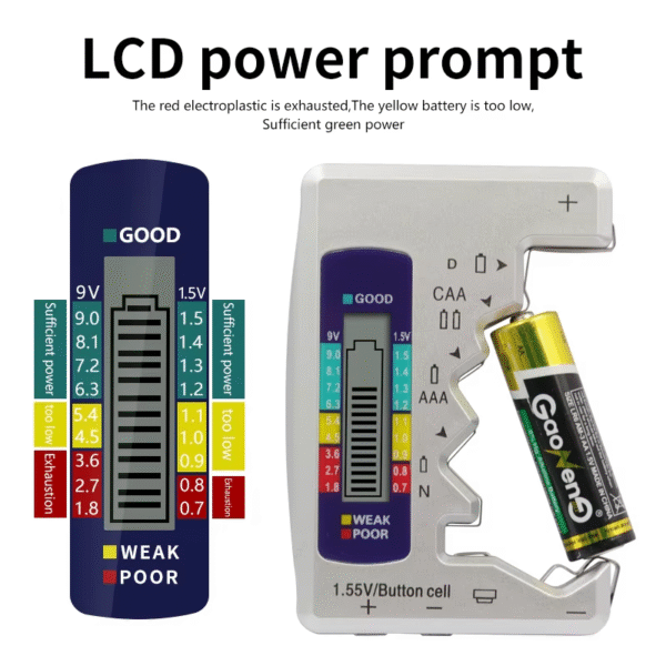 Digital Battery Tester Analyzer Testing Meter LCD Display AA AAA Button Cell Load Analyzer Battery Capacity Gauge Checker Tools - Image 3