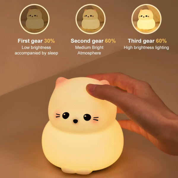 Guardian Kitty Silicone LED Night Lights USB Rechargeable Sleep Night Lamp Timing Bedside Room Decor Kids Baby Nightlight Gift - Image 4