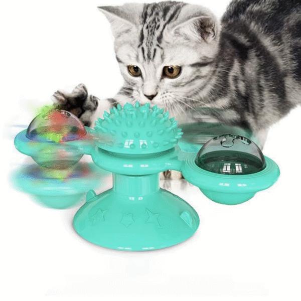 Multifunctional Cat Toy with Glowing Ball & Catnip, Suction Cup Design, Interactive Play & Teeth Massage