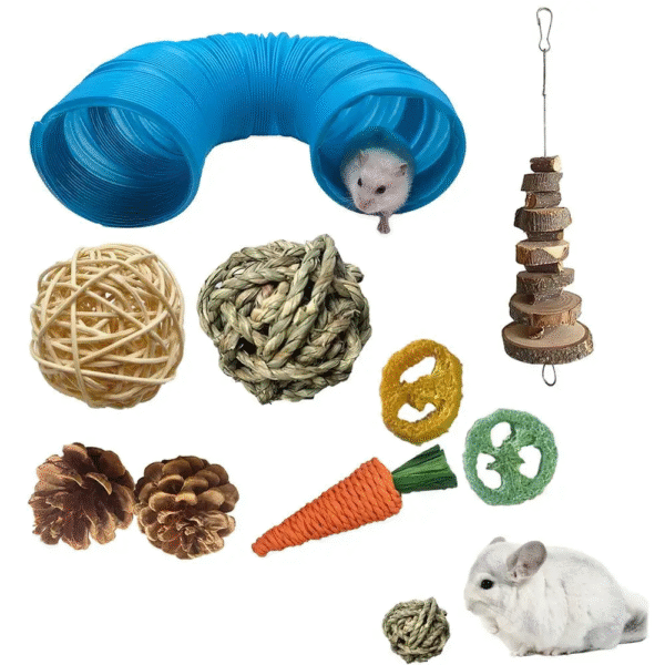 Natural Wood Chew Toys for Rabbits and Small Animals - 9-12 Piece Dental Health Set - Image 8