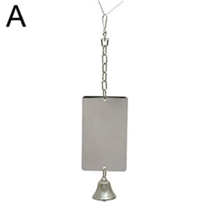Hanging Mirror Bell Toy for Parakeets and Small Birds - Interactive Cage Decoration with Sound