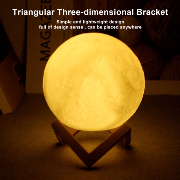 D5 8Cm Moon Lamp LED Night Light Battery Powered with Stand Starry Lamp Bedroom Decor Night Lights Kids Gift Moon Lamp Xmas Gift - Image 5