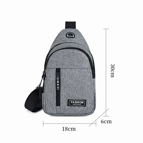 Men'S Bag Solid Color Men'S Chest Bag Outdoor Casual Fashionable Small Satchel Canvas Handbag Zipper Messenger Fashion Bags - Image 5