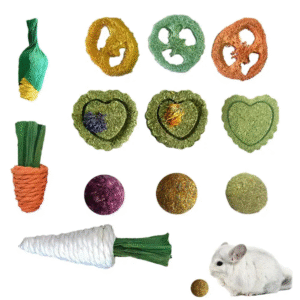 Natural Wood Chew Toys for Rabbits and Small Animals - 9-12 Piece Dental Health Set