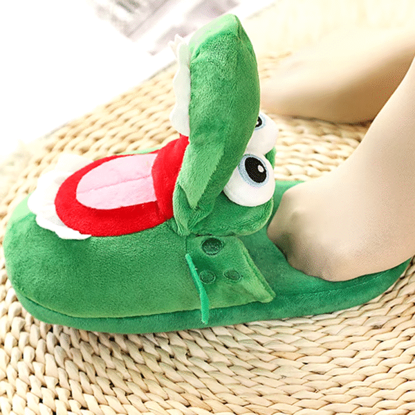 Cartoon Crocodile Cotton Slippers with Moving Mouth Funny Home Cotton Shoes Winter Walking Warm Christmas Gift for Men Women - Image 6