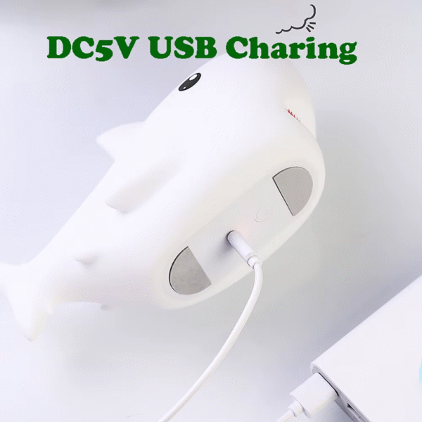 LED Night Lights USB Charging Cute Cartoon Shark Shape Silicone Patting Light Bedside Decor Atmosphere Lamp for Kids Baby Gifts - Image 5