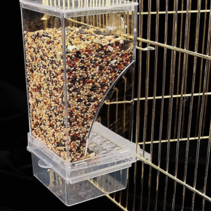 Bird Cage Feeder Cup Bowls Automatic Parrot Seed Feeders Hanging Food Dispenser Transparent Container for Canary Small Cockatiel