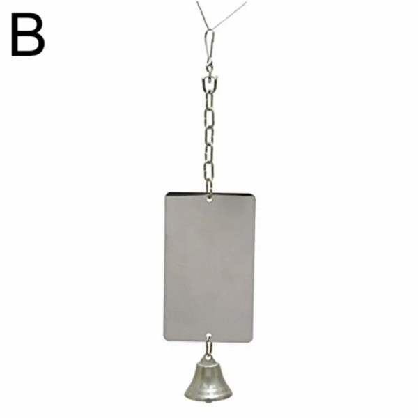Hanging Mirror Bell Toy for Parakeets and Small Birds - Interactive Cage Decoration with Sound - Image 4